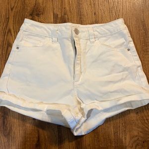 WORN ONCE - White high waisted jean shorts